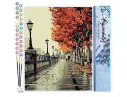Peinture par Numéro Figured'Art - Promenade sur les Quais en Automne - Kit de Loisir Créatif DIY Numéro d'Art Complet - 40x50cm sans châssis en bois