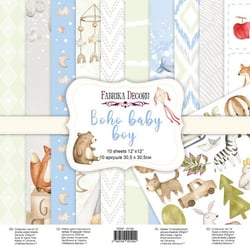 10 papiers scrapbooking 30 x 30 cm FABRIKA DECORU BOHO BABY BOY