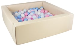 Piscine à balles carrée avec 300 balles – cappuccino/blanc, transparent, bleu, rose, rose rose p - Velinda
