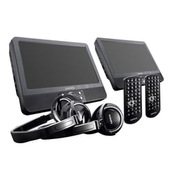 Lenco Lecteur DVD Portable Double Écran 9 pouces avec Casques et Batterie Intégrée Noir