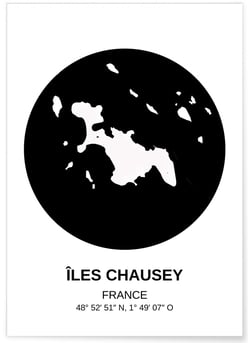 Affiche Carte Îles Chausey | A3 : 29,7x42cm