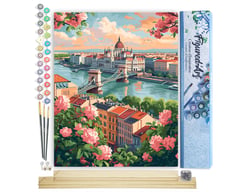 Peinture par Numéro Figured'Art - Budapest en fleurs - Kit de Loisir Créatif DIY Numéro d'Art Complet - 40x50cm toile roulée + châssis en bois à monter