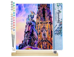 Peinture par Numéro Figured'Art - Statue Edinburgh - Kit de Loisir Créatif DIY Numéro d'Art Complet - 40x50cm toile roulée + châssis en bois à monter