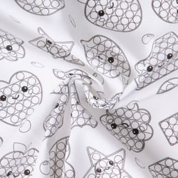 Tissu Coton à colorier Happy Popit sur fond Blanc