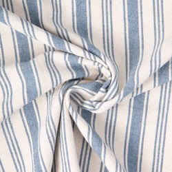 Tissu Coton d'ameublement Eugene Rayures Bleu denim sur fond Naturel