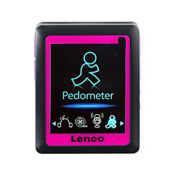 Lenco Lecteur MP3 / MP4 Sport 4 Go avec Podomètre / Clip et Écouteurs Noir / rose