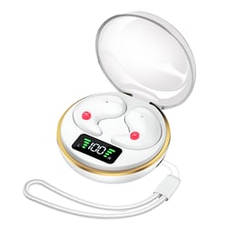 Avizar Écouteurs de Sommeil sans Fil Ultra Plats Anti Bruit avec Boitier LED Blanc