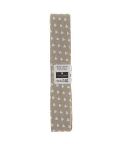 Biais en coton motif petits Coeurs 1,5m x 20mm - Passion Rubans Marron