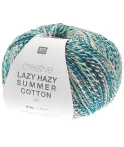 Pelote de coton à tricoter Creative LAZY HAZY SUMMER COTTON - Rico Design 024 Aqua bleu