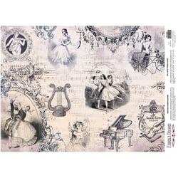Feuille papier calque, papier velin scrapbooking Fabrika Decoru 30 x 42 cm DANSE RETRO 0253