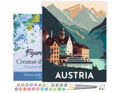 Peinture par Numéro Figured'Art avec Cadre - Affiche Vintage Hallstatt - Kit de Loisir Créatif DIY Numéro d'Art Complet - 40x50cm toile tendue sur châssis