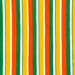 Tissu Viscose gaufré Rayé orange et vert sur fond Blanc