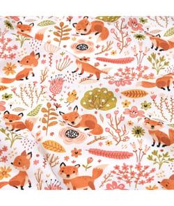 Tissu coton enfant renard de 150 cm de largeur Blanc vendu par 50 cm