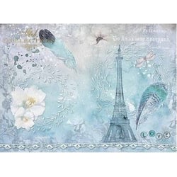 1 feuille de papier de riz 29,7 x 42 cm Itd Collection TOUR EIFFEL PLUME FLEUR 269L