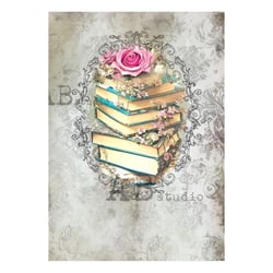 1 feuille de papier de riz 21 x 29,7 cm AB Studio VINTAGE LIVRE ROSE 1792