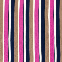 Tissu Viscose gaufré Rayé fuschia et taupe sur fond Blanc