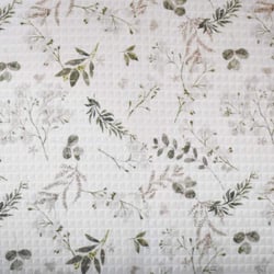 Tissu Nid d'abeille floral Azaya sauge sur fond Blanc - Au mètre