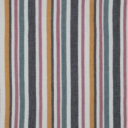 Tissu Double Gaze fil teinté Rayures noir et rose sur fond Blanc