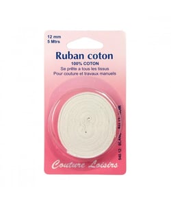 Ruban coton ourlets blanc 12 mm X 5 m - Distrifil Blanc