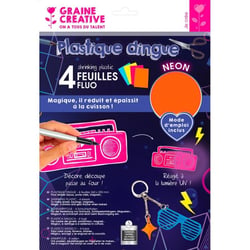 Graine Créative - Plastique dingue A4 Fluo 4 feuilles