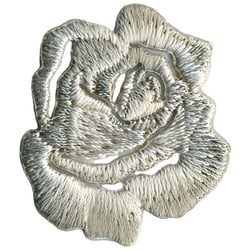 Lot de 3 écussons thermocollants petite rose gris  x3.5cm