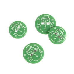 Bouton 2 trous bonhomme vert sapin