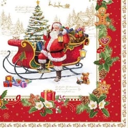 4 serviettes en papier découpage collage 33 cm Easy Life PERE NOEL TRAINEAU