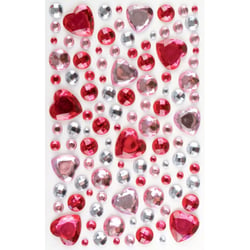 MégaCréa DIY - Stickers strass coeur rose 0,5 à 2 cm 106 pièces