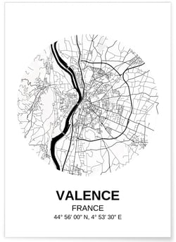 Affiche Carte Valence | A3 : 29,7x42cm