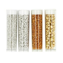 MégaCréa DIY - Perle Rocaille tubes 8 g Argenté doré 4 pièces