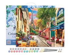 Peinture par Numéro Figured'Art avec Cadre - Ruelle à paris - Kit de Loisir Créatif DIY Numéro d'Art Complet - 40x50cm toile tendue sur châssis