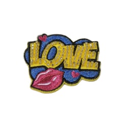 Lot de 3 écussons thermocollants mots en perle love 4cm x 4,5cm