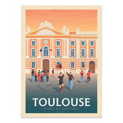 Affiche 30 x 40 cm - Toulouse Place du Capitole - Olahoop Travel Posters