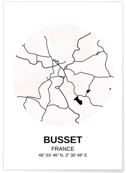 Affiche Carte Busset | A3 : 29,7x42cm