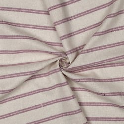 Tissu Lin Sequins rayures Vieux Rose sur fond Naturel