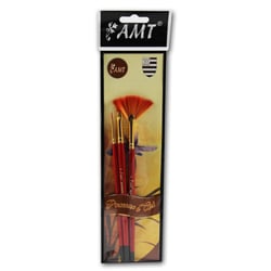 Lot De 3 Pinceaux D'Art - Éventail N°4 - Rond N°0 - Plat N°0 - Amt