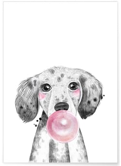 Affiche Bulle de Chiot Rose | A3 : 29,7x42cm