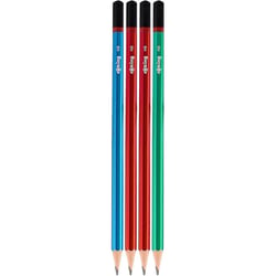 Lot de 4 crayons graphite - HB - Scolaire - Dessin - Corps en bois - Rotring