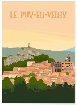 Affiche ville Le Puy-en-Velay | A3 : 29,7x42cm