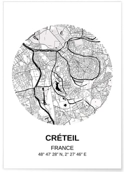 Affiche Carte Créteil | A3 : 29,7x42cm