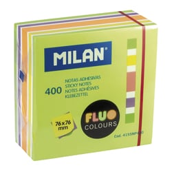 Bloc 400 notes adhésives couleurs Fluo 76 x 76 mm (vert, multicolore)