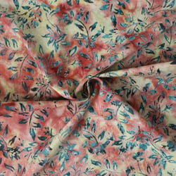 Tissu Coton imprimé Batik Solflame sur fond Jaune pastel - Au mètre