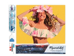 Diamond Painting Broderie Diamant Figured’Art 40x50cm toile entière roulée avec diamants carrés - Fille joyeuse