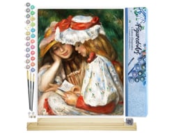 Peinture par Numéro Figured'Art - Jeunes Filles Lisant - Renoir - Kit de Loisir Créatif DIY Numéro d'Art Complet - 40x50cm toile roulée + châssis en bois à monter
