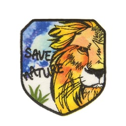 Ecusson thermocollant sauvez la nature lion 5.5x5cm