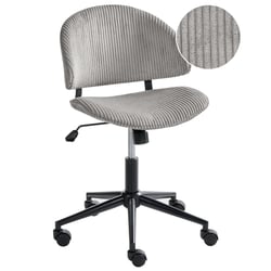 Chaise de Bureau Gris en Velours Côtelé Pivotante avec Assise et Dossier Hauteur Réglable Style Moderne