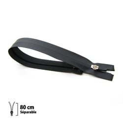 Fermeture éclair Z44 - Noire - IMPERMEABLE 6 mm Séparable 80 cm