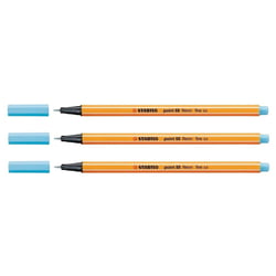 Lot de 3 stylos-feutres pointe fine 0,4 mm - STABILO - Bleu fluo - Point 88