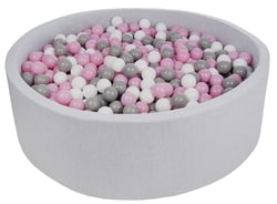 Piscine à balles pour enfant, diamètre env.125 cm + 1200 balles blanc,rose clair,gris - Velinda