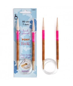 Aiguilles à tricoter circulaires fixes 80 cm Bois Flair Du N°3 au 10 - Pony taille n°7